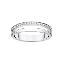 Ring Double White Stones Silver