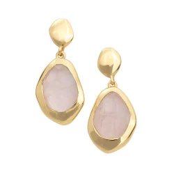 Rose Quartz Large Stepping Stone Earrings