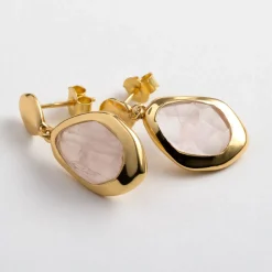 Rose Quartz Large Stepping Stone Earrings