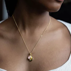 Rose Quartz Pebble Charms Necklace