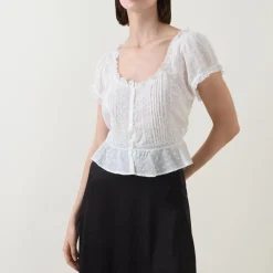 Sandi Pintuck Embroidered Blouse