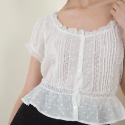 Sandi Pintuck Embroidered Blouse