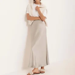 Satin Slip Flared Skirt