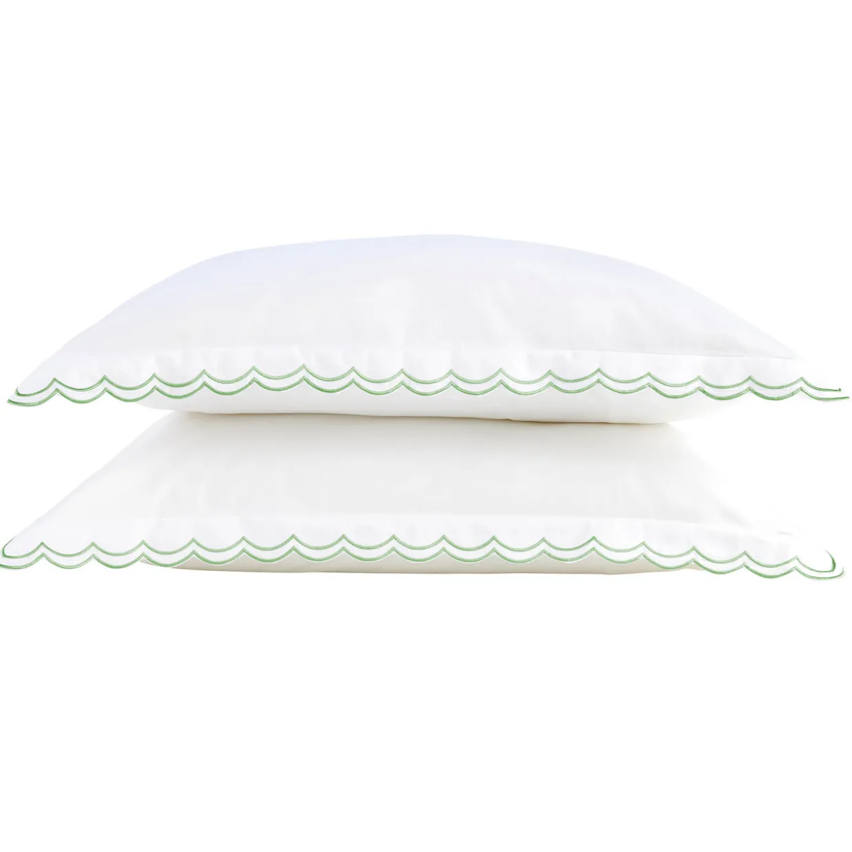 Scallop Edge Oxford Pillowcase Pair Matcha