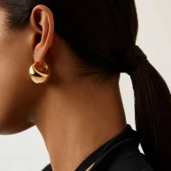 Sculptural Chubby Dome Medium Hoop Earrings