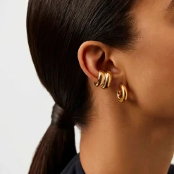 Sculptural Chubby Double Ear Cuff Earring