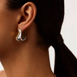 Sculptural Molten Medium Hoop Earrings