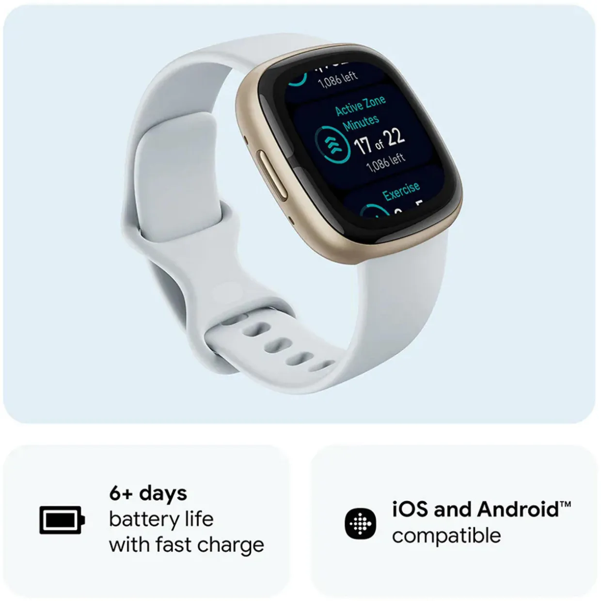 Sense 2 Blue Mist-Soft Gold Smart Watch