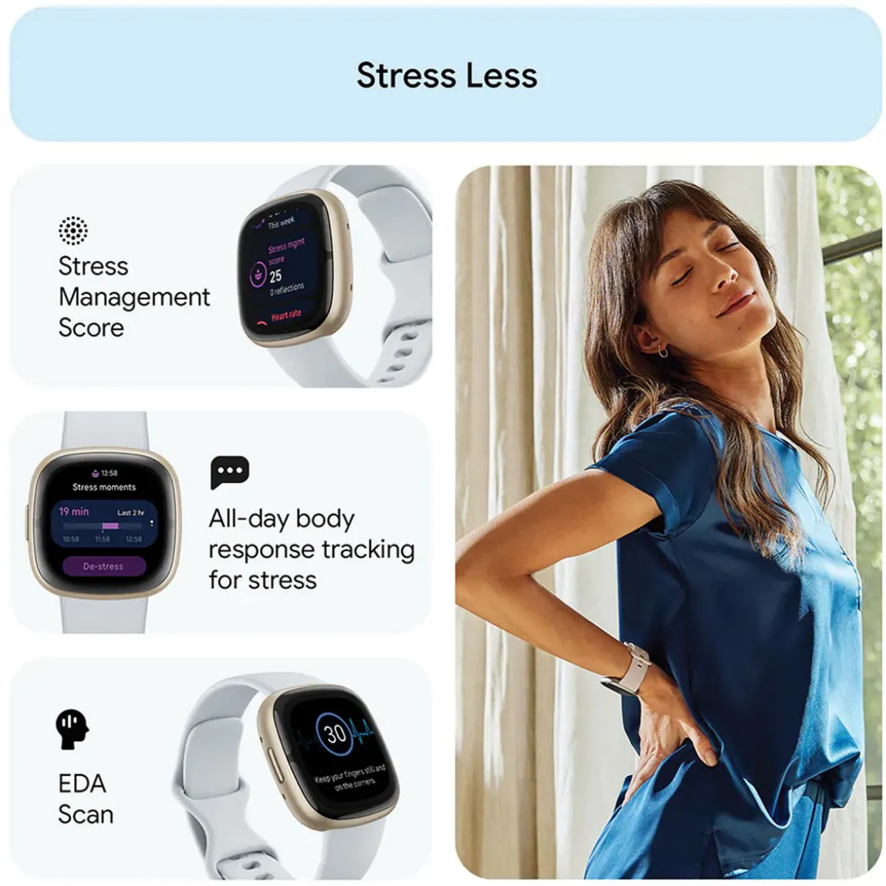 Sense 2 Blue Mist-Soft Gold Smart Watch