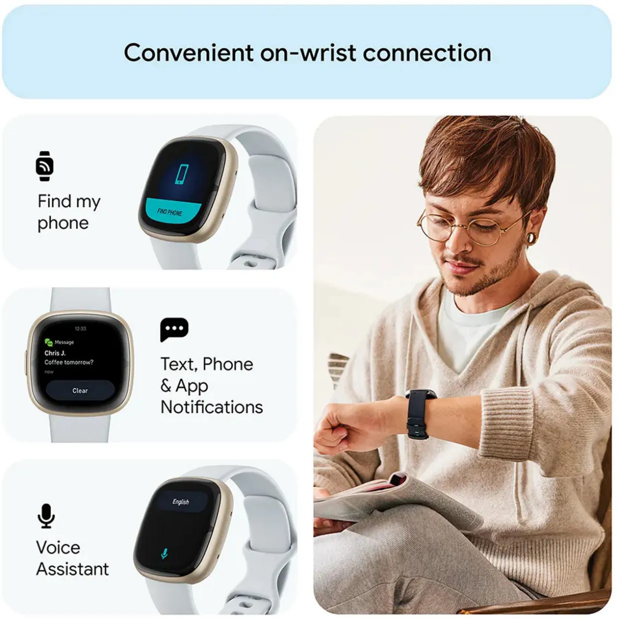 Sense 2 Blue Mist-Soft Gold Smart Watch