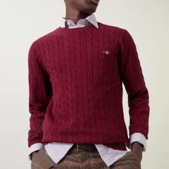 Shield Logo Cable Knit Sweater
