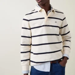 Shield Logo Striped Rugby Sweatshirt