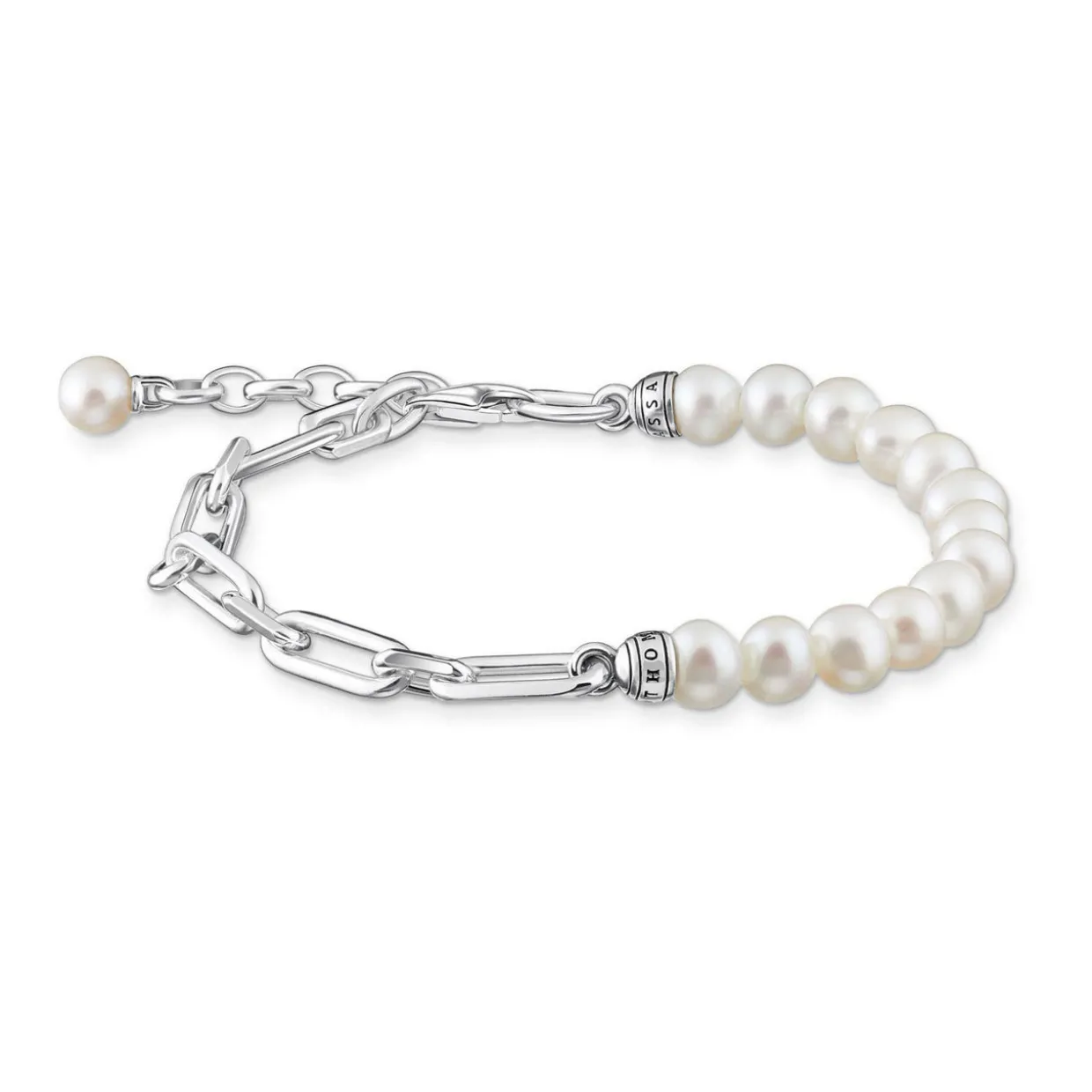 Silver Links and Pearls Bracelet