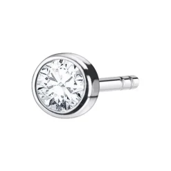 Single Ear Stud White Stone Silver
