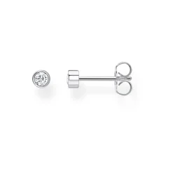 Single Ear Stud White Stone Silver