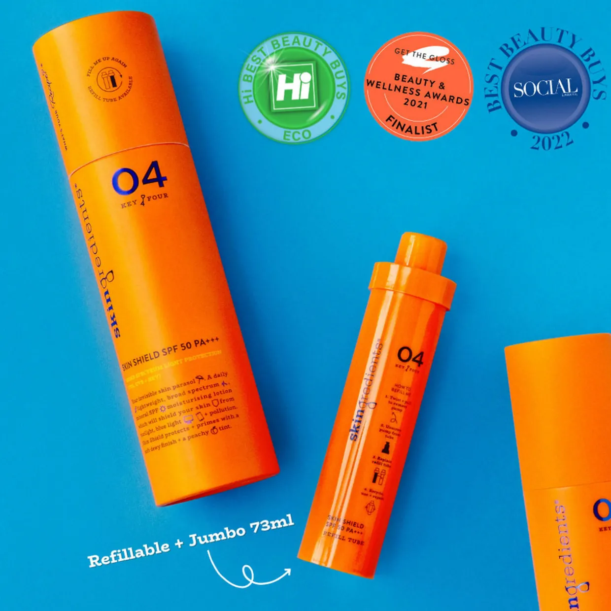Skingredients Skin Shield Moisturising + Priming SPF 50 PA+++ Sunscreen Refill Tube 73ml