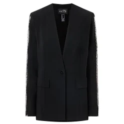 Sleeve-Embellished Single-Breasted Blazer