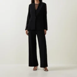 Sleeve-Embellished Single-Breasted Blazer