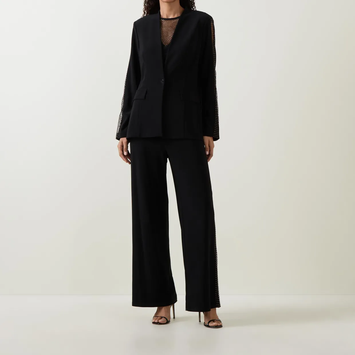 Sleeve-Embellished Single-Breasted Blazer