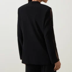 Sleeve-Embellished Single-Breasted Blazer