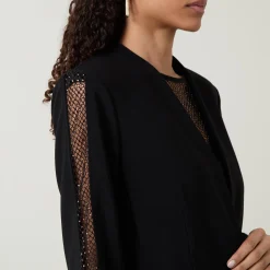 Sleeve-Embellished Single-Breasted Blazer
