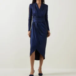 Sleeve-Embellished Wrap Dress