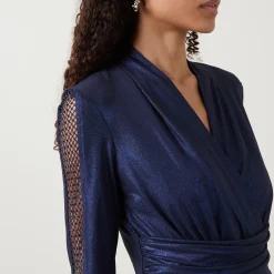 Sleeve-Embellished Wrap Dress