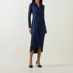 Sleeve-Embellished Wrap Dress