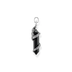Snake & Crystal Sterling Silver Pendant