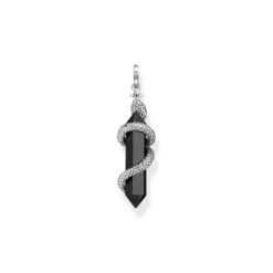 Snake & Crystal Sterling Silver Pendant