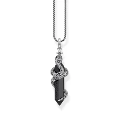 Snake & Crystal Sterling Silver Pendant