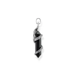 Snake & Crystal Sterling Silver Pendant