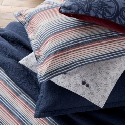 Stafford Standard Pillowcase Pair  Navy/Red