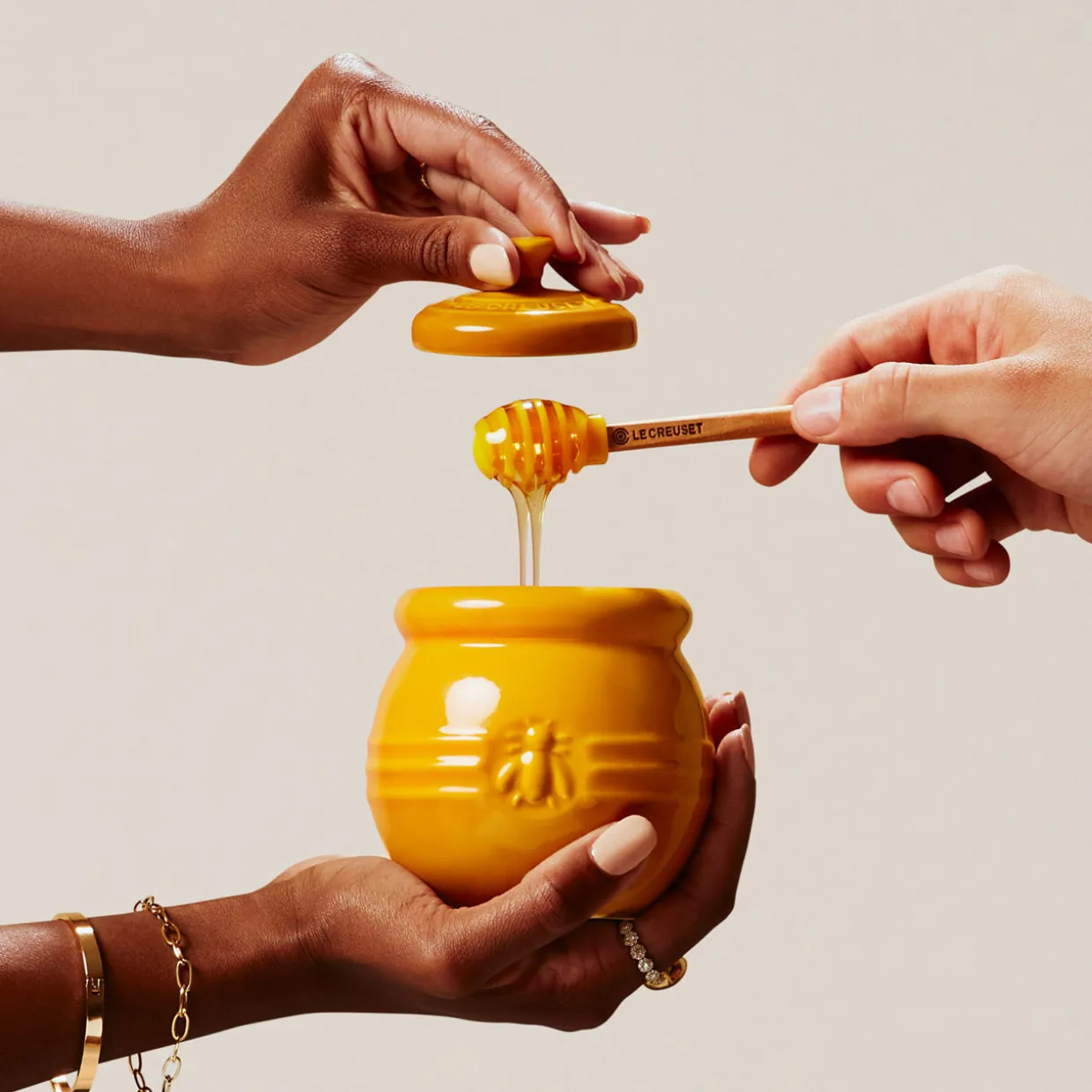 Stoneware Honey Pot and Dipper