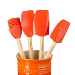 Stoneware Utensil Jar & Set of Four Craft Spatulas