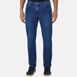 Stretch Denim Straight Leg Jeans