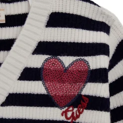 Striped Heart Logo Cardigan