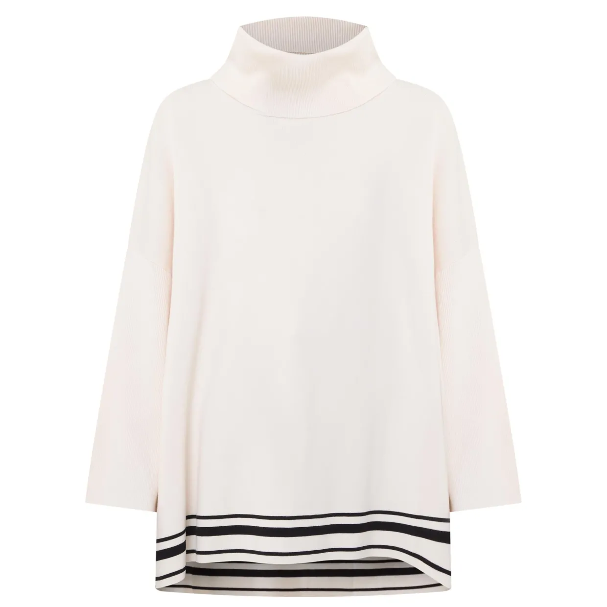 Striped Hem Turtleneck Sweater