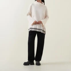 Striped Hem Turtleneck Sweater