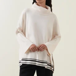 Striped Hem Turtleneck Sweater