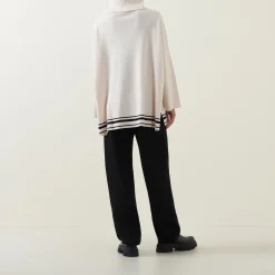 Striped Hem Turtleneck Sweater