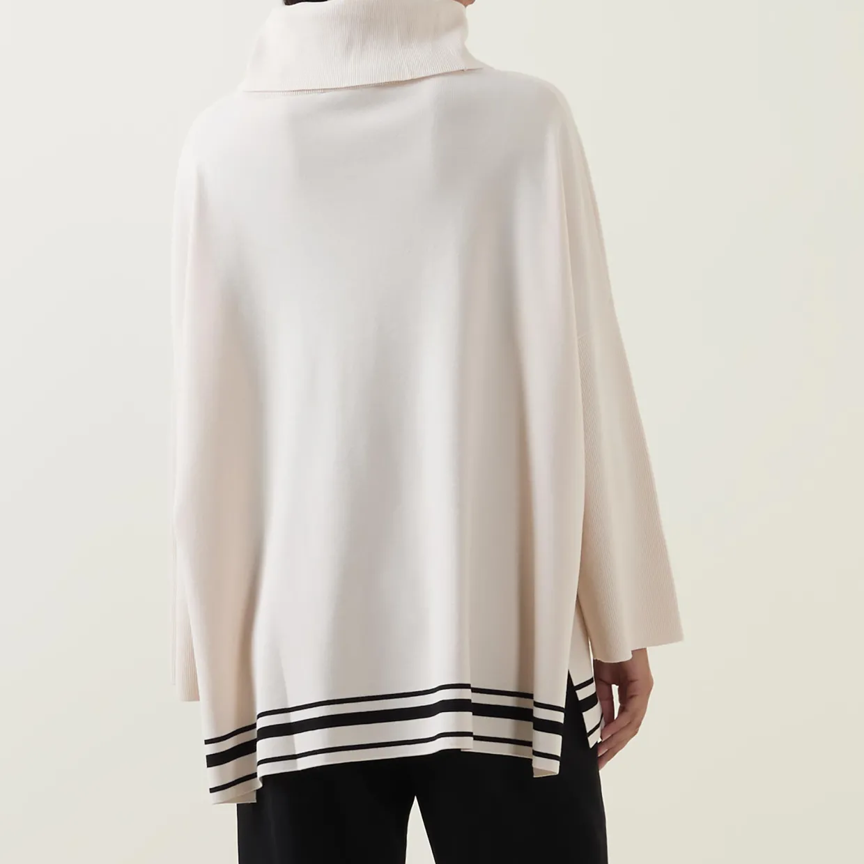 Striped Hem Turtleneck Sweater