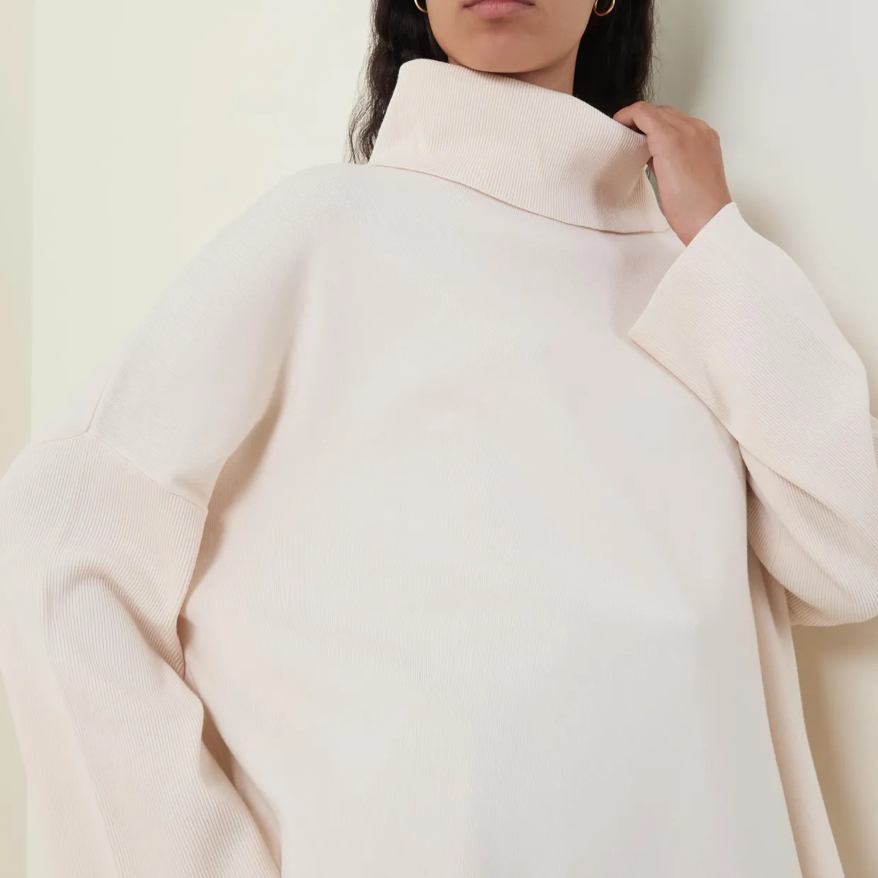 Striped Hem Turtleneck Sweater