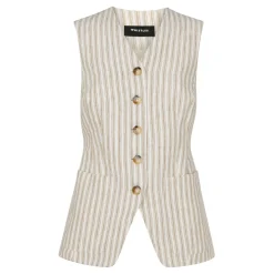 Striped Linen Waistcoat Top