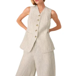 Striped Linen Waistcoat Top