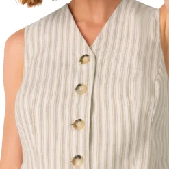 Striped Linen Waistcoat Top