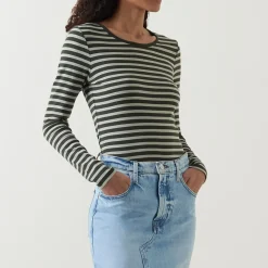 Striped Rib Long-Sleeved T-Shirt