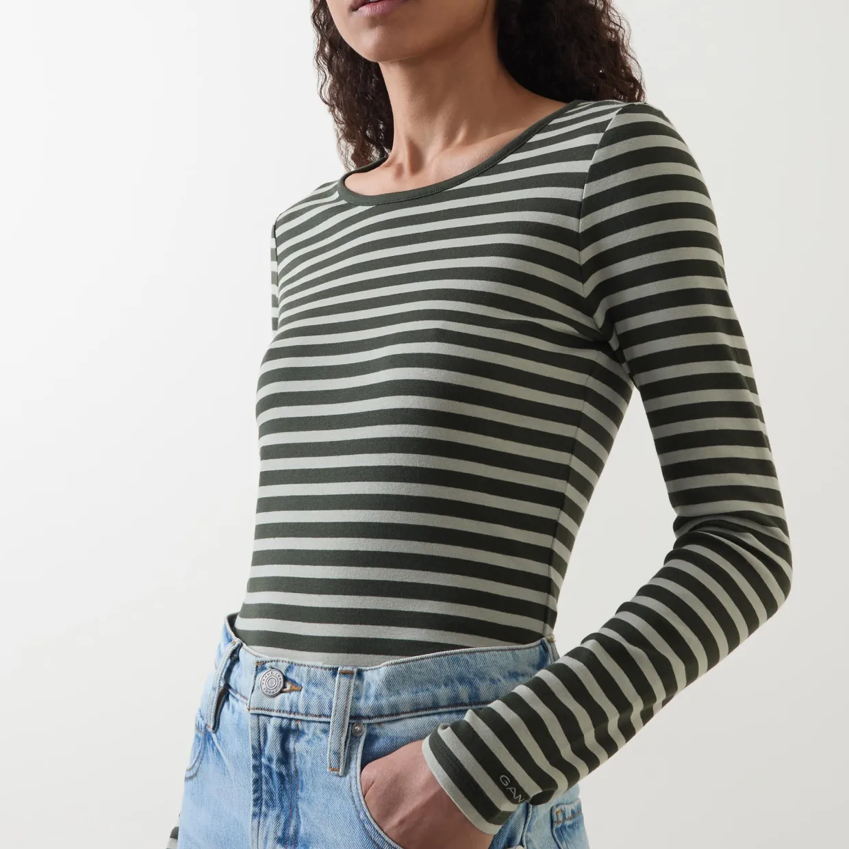 Striped Rib Long-Sleeved T-Shirt