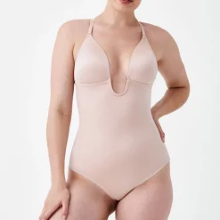 Suit Your Fancy Medium Control Plunge Low Back Thong Bodysuit