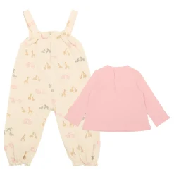 Sweatshirt & Animal Printed Dungarees Two-Piece Set